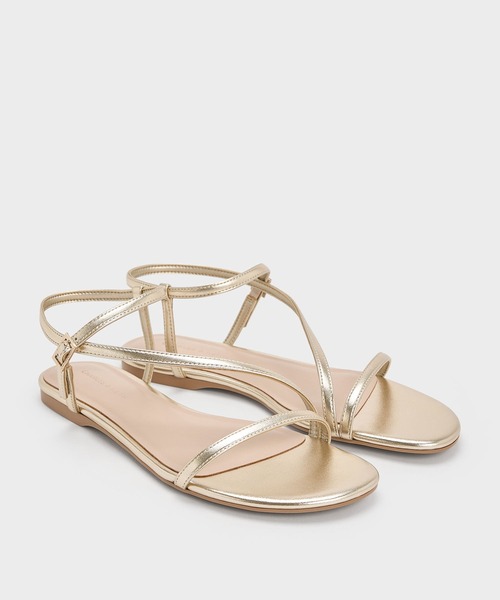 CHARLES & KEITH(チャールズ & キース)の「アンクルストラップ サンダル(サンダル・レディース・ホワイトゴールド/ブラック・26.5cm/25.5cm/25cm/24.5cm/23.5cm/23cm/22.5cm/22cm)」の3枚目の写真