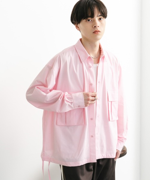 セール】ドットメッシュダブルポケットロングスリーブシャツ（シャツ