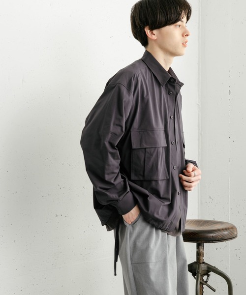 セール】ドットメッシュダブルポケットロングスリーブシャツ（シャツ