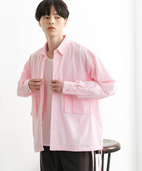 SENSE OF PLACE by URBAN RESEARCH（センスオブプレイスバイアーバンリサーチ）の「ドットメッシュダブルポケットロングスリーブシャツ（シャツ/ブラウス・メンズ・ライトピンク/チャコールグレー/グリーン・MEDIUM/LARGE）」の21枚目の写真