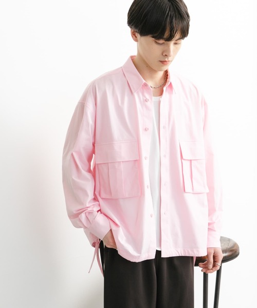 SENSE OF PLACE by URBAN RESEARCH（センスオブプレイスバイアーバンリサーチ）の「ドットメッシュダブルポケットロングスリーブシャツ（シャツ/ブラウス・メンズ・ライトピンク/チャコールグレー/グリーン・MEDIUM/LARGE）」の19枚目の写真