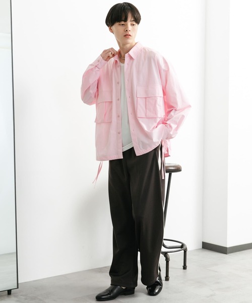 SENSE OF PLACE by URBAN RESEARCH（センスオブプレイスバイアーバンリサーチ）の「ドットメッシュダブルポケットロングスリーブシャツ（シャツ/ブラウス・メンズ・ライトピンク/チャコールグレー/グリーン・MEDIUM/LARGE）」の18枚目の写真