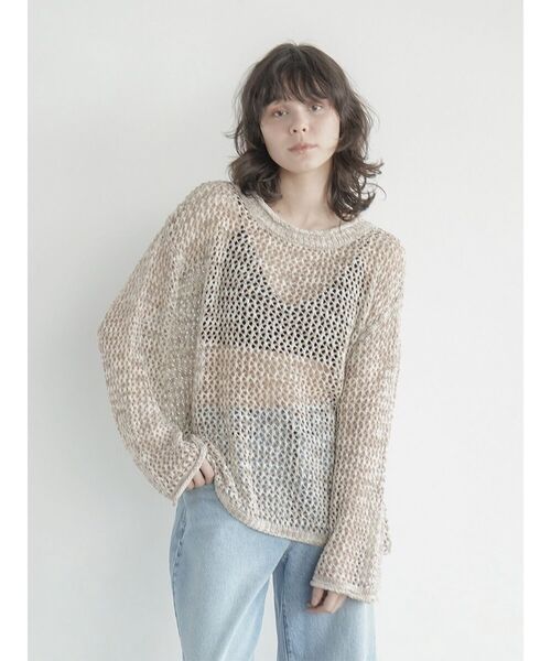 FIKA.(フィーカ)の「Mesh pullover knit(ニット/セーター・レディース・ベージュ/ライム・FREE)」の3枚目の写真