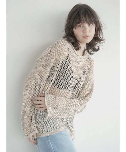 FIKA.(フィーカ)の「Mesh pullover knit(ニット/セーター・レディース・ベージュ/ライム・FREE)」の4枚目の写真