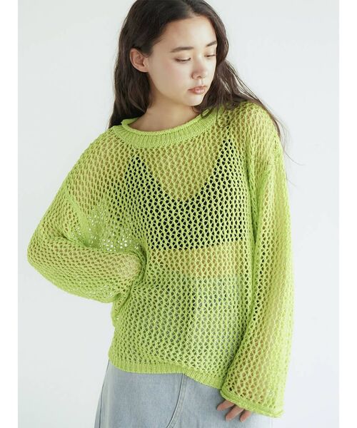 FIKA.(フィーカ)の「Mesh pullover knit(ニット/セーター・レディース・ベージュ/ライム・FREE)」の14枚目の写真