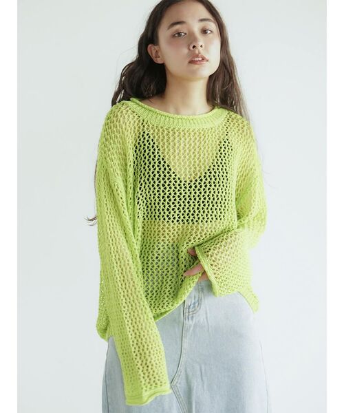 FIKA.(フィーカ)の「Mesh pullover knit(ニット/セーター・レディース・ベージュ/ライム・FREE)」の15枚目の写真