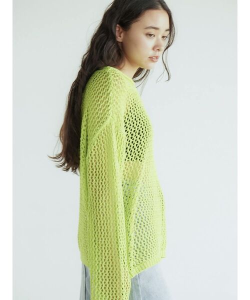 FIKA.(フィーカ)の「Mesh pullover knit(ニット/セーター・レディース・ベージュ/ライム・FREE)」の6枚目の写真