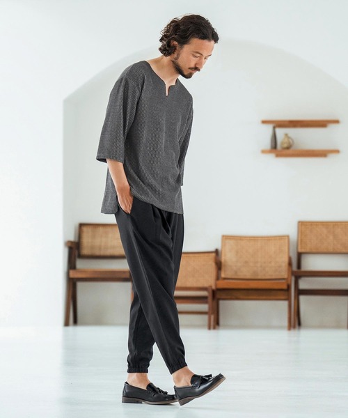 Magine（マージン）の「mlt5148-Honeycomb Fabric 3-4 Sleeve Pullover 7分袖プルオーバー（その他トップス・メンズ・ブラック/ホワイト/チャコール・44/46/48）」の18枚目の写真