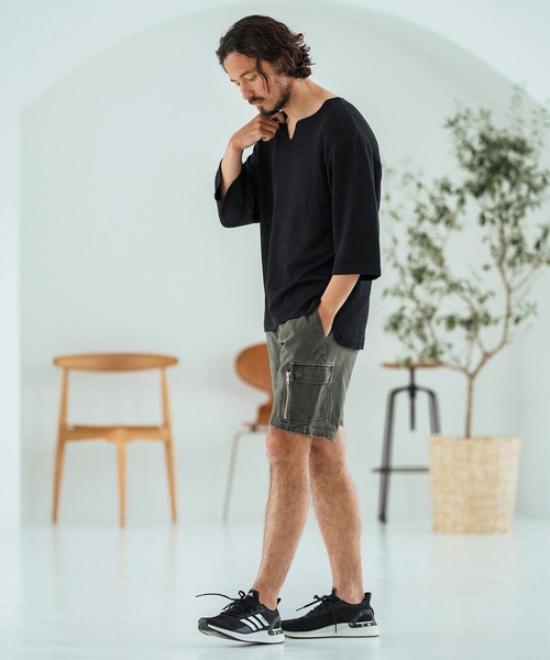 Magine（マージン）の「mlt5148-Honeycomb Fabric 3-4 Sleeve Pullover 7分袖プルオーバー（その他トップス・メンズ・ブラック/ホワイト/チャコール・44/46/48）」の10枚目の写真