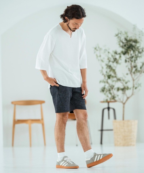 Magine（マージン）の「mlt5148-Honeycomb Fabric 3-4 Sleeve Pullover 7分袖プルオーバー（その他トップス・メンズ・ブラック/ホワイト/チャコール・44/46/48）」の4枚目の写真