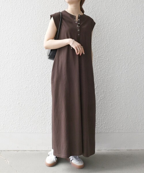 ワンピース Ee51324M SHIPS any:〈洗濯機可能〉USAコットン ヘンリーネック Aライン