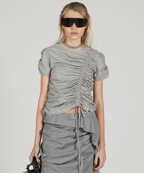 【Rose Frantz】Shirring Slim Tee シャーリング スリム Tシャツ Rose Frantz】Shirring Slim Tee シャーリング スリム Tシャツ