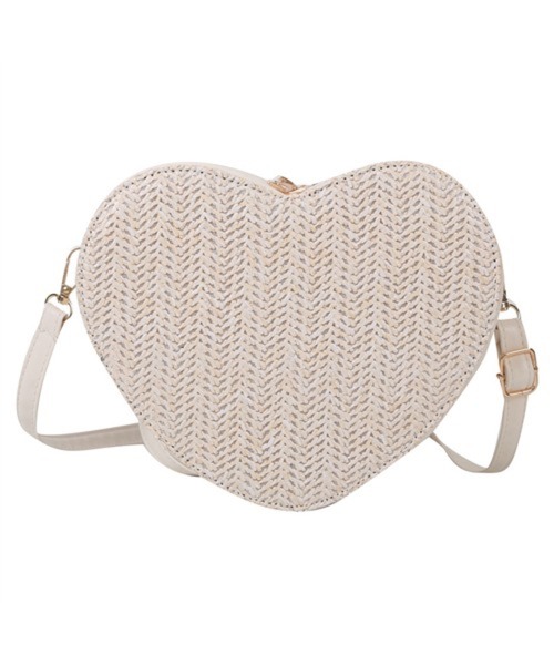 CERCA（チェルカ）の「Pochi Pouch/2way ミニ ハートデザイン わら編み ショルダーバッグ（ショルダーバッグ・レディース・ベージュ/ブラウン/ホワイト/ブラック・FREE）」の10枚目の写真