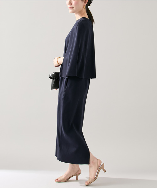 ACEPOLYバックサテンケープ風ワンピース（ワンピース）｜VERMEIL