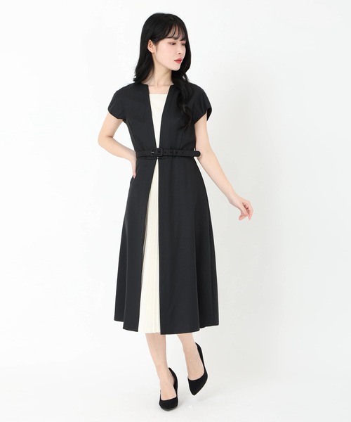 センタープリーツ半袖ワンピース センタープリーツ半袖ワンピース（ワンピース）｜STRAWBERRY-FIELDS