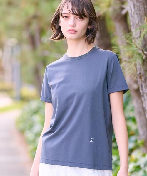DRESSTERIOR(ドレステリア)の「【洗える】シルクブレンドポンチTシャツ(Tシャツ/カットソー・レディース・ホワイト/チャコールグレー/ブラック・38/36/34)」の2枚目の写真