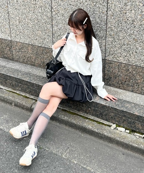 mellowneon（メロウネオン）の「2wayドロストシャツブルゾン（シャツ/ブラウス・レディース・ホワイト/ブラック/グレー・FREE）」の13枚目の写真