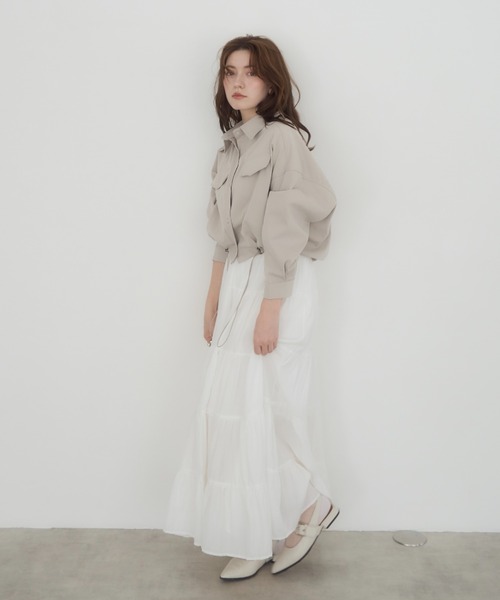 mellowneon（メロウネオン）の「2wayドロストシャツブルゾン（シャツ/ブラウス・レディース・ホワイト/ブラック/グレー・FREE）」の22枚目の写真