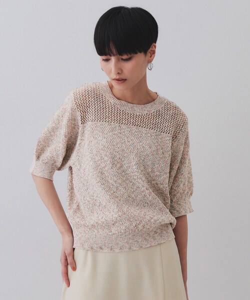 OPAQUE.CLIP（オペークドットクリップ）の「MIXヤーンカラーニット【洗濯機洗い可／抗ピル】（ニット/セーター・レディース・ベージュ系3/ネイビー系3・38/40/42）」の3枚目の写真