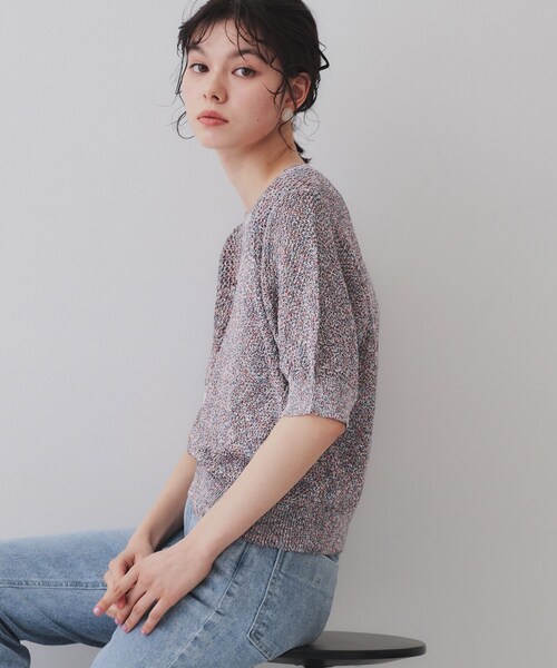 OPAQUE.CLIP（オペークドットクリップ）の「MIXヤーンカラーニット【洗濯機洗い可／抗ピル】（ニット/セーター・レディース・ベージュ系3/ネイビー系3・38/40/42）」の7枚目の写真