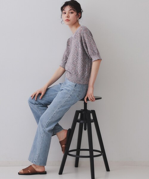 OPAQUE.CLIP（オペークドットクリップ）の「MIXヤーンカラーニット【洗濯機洗い可／抗ピル】（ニット/セーター・レディース・ベージュ系3/ネイビー系3・38/40/42）」の8枚目の写真