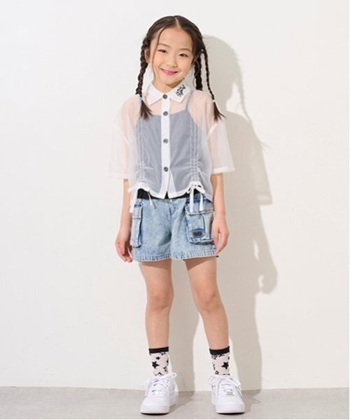 X-girl Stages(エックスガールステージス)の「カーゴショートパンツ(その他パンツ・キッズ・ブルー/ブラック/カラフル・130cm/110cm/140cm/120cm/100cm)」の2枚目の写真