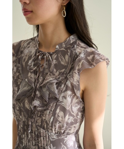 セール】【00サイズあり】プリーツプリントワンピース