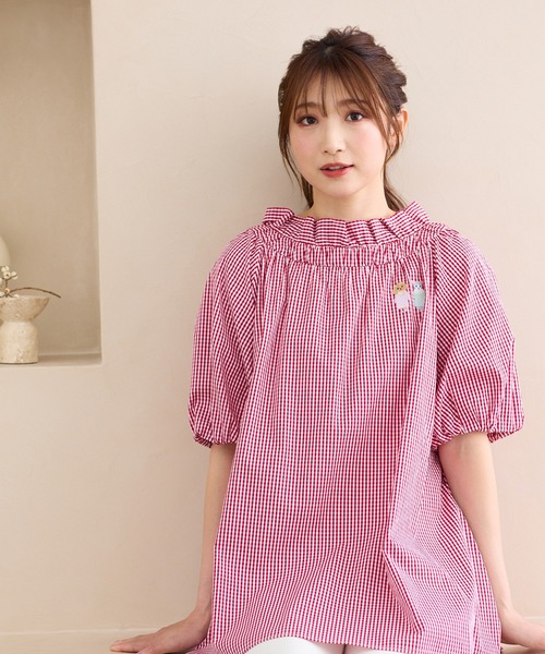 Chesty - OBLI ✳︎ピンクギンガムチェックブラウス✳︎ドゥロワー　SEVENTEN セール】【22fabric】ギンガムチェックブラウス（シャツ/ブラウス