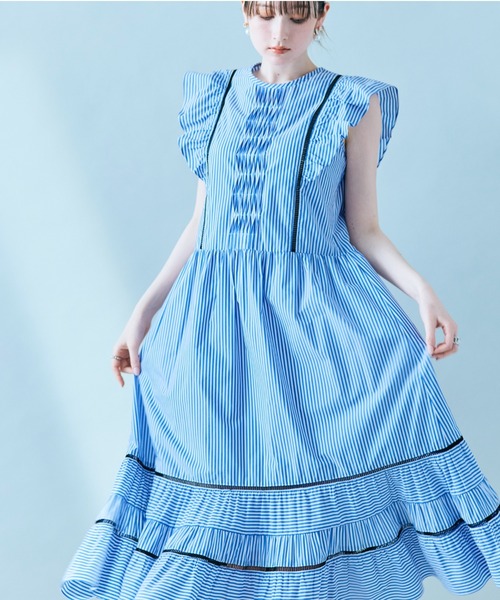 Audie a Muses(オーディアミューズ)の「ストライプローウエストワンピ―ス(ワンピース・レディース・ネイビー・42/38/40)」の15枚目の写真