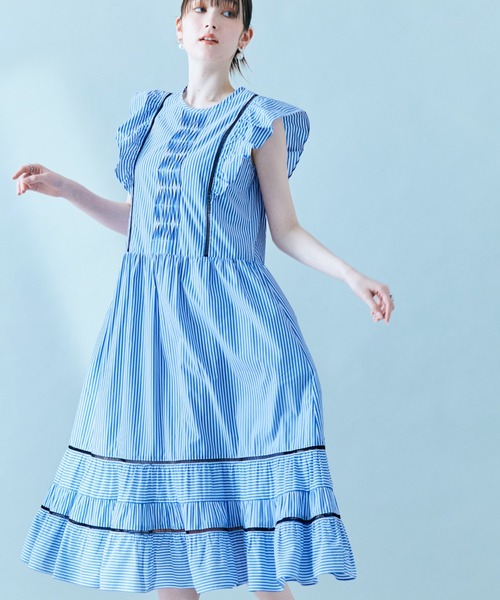 Audie a Muses(オーディアミューズ)の「ストライプローウエストワンピ―ス(ワンピース・レディース・ネイビー・42/38/40)」の16枚目の写真