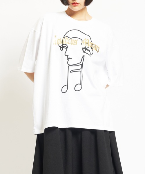 gomme（ゴム）の「20/-天竺　MozartＴ（Tシャツ/カットソー・レディース・ホワイト/ブラック/チャコールグレー/ボルドー・MEDIUM）」の2枚目の写真