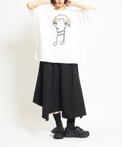 gomme（ゴム）の「20/-天竺　MozartＴ（Tシャツ/カットソー・レディース・ホワイト/ブラック/チャコールグレー/ボルドー・MEDIUM）」の7枚目の写真