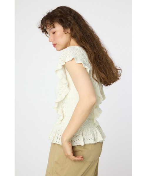 RODEO CROWNS WIDE BOWL(ロデオクラウンズワイドボウル)の「2WAYフリルクロシェニットトップス(ニット/セーター・レディース・ホワイト/クリアレッド/マルチ・FREE)」の12枚目の写真