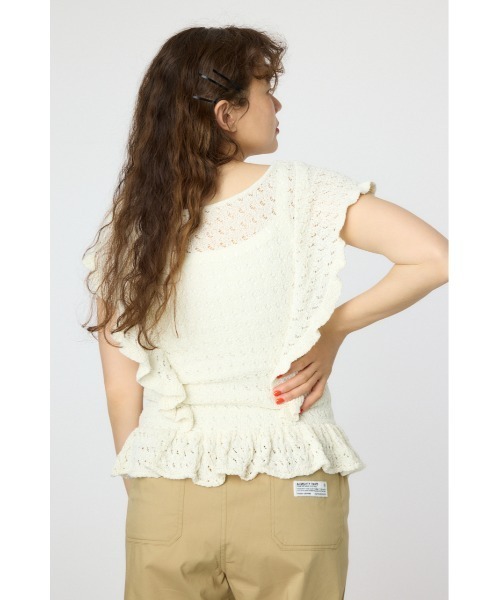 RODEO CROWNS WIDE BOWL(ロデオクラウンズワイドボウル)の「2WAYフリルクロシェニットトップス(ニット/セーター・レディース・ホワイト/クリアレッド/マルチ・FREE)」の13枚目の写真