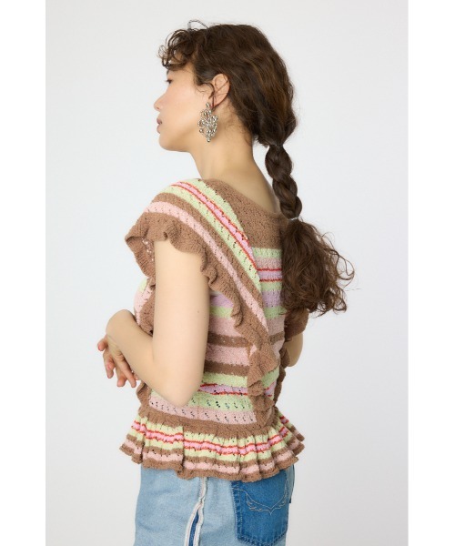 RODEO CROWNS WIDE BOWL(ロデオクラウンズワイドボウル)の「2WAYフリルクロシェニットトップス(ニット/セーター・レディース・ホワイト/クリアレッド/マルチ・FREE)」の19枚目の写真