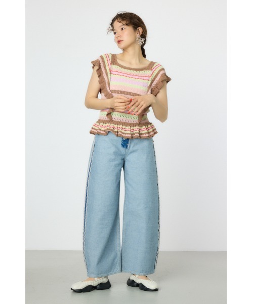 RODEO CROWNS WIDE BOWL(ロデオクラウンズワイドボウル)の「2WAYフリルクロシェニットトップス(ニット/セーター・レディース・ホワイト/クリアレッド/マルチ・FREE)」の21枚目の写真