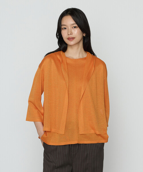 COMME CA（コムサ）の「レーヨンイタリア糸 カーディガン（カーディガン/ボレロ・レディース・ベージュ/オレンジ/グリーン/ブラック・11号/9号）」の4枚目の写真