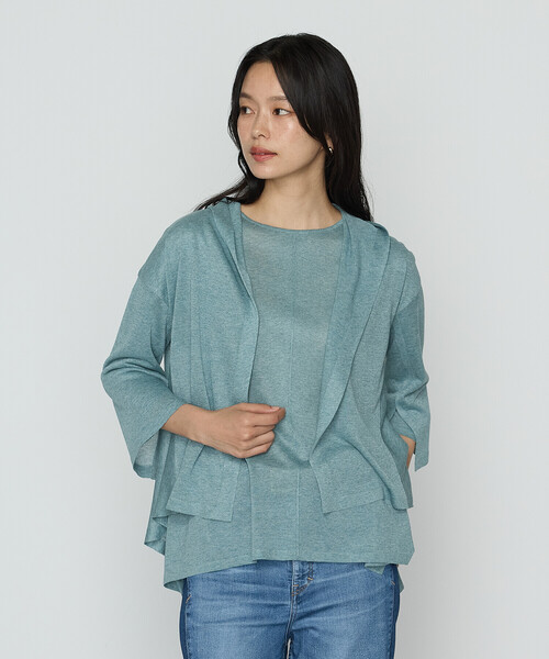 COMME CA（コムサ）の「レーヨンイタリア糸 カーディガン（カーディガン/ボレロ・レディース・ベージュ/オレンジ/グリーン/ブラック・11号/9号）」の6枚目の写真