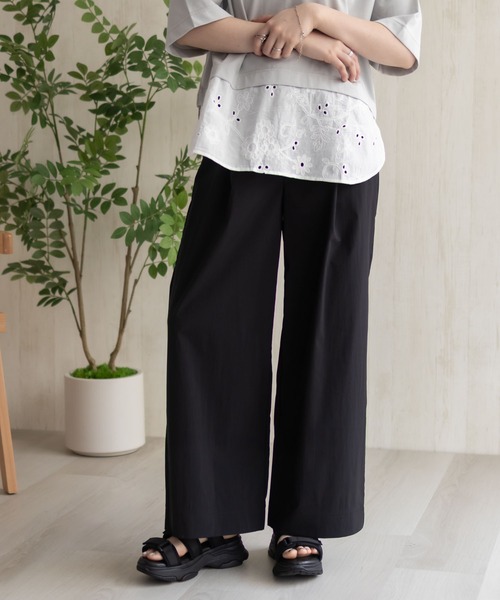 HusHusH（ハッシュアッシュ）の「HusHusH ワイドパンツ すっきりシルエット（その他パンツ・レディース・ブラック/オリーブ/ベージュ・M/L）」の9枚目の写真