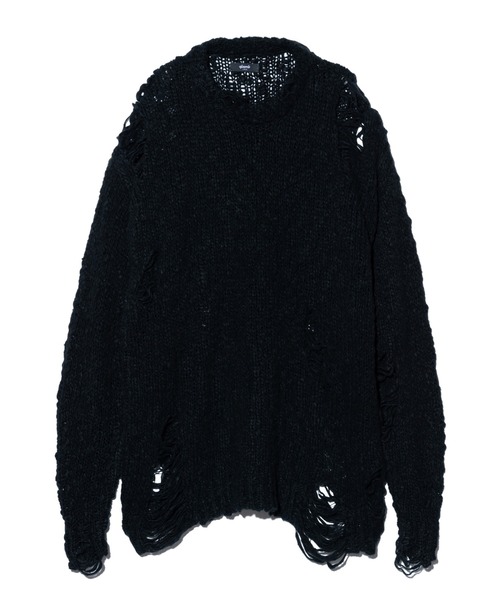glamb(グラム)の「Damage Pullover Knit / ダメージプルオーバーニット(ニット/セーター・メンズ・ブラック/カーキ/レッド・S/M/L)」の4枚目の写真