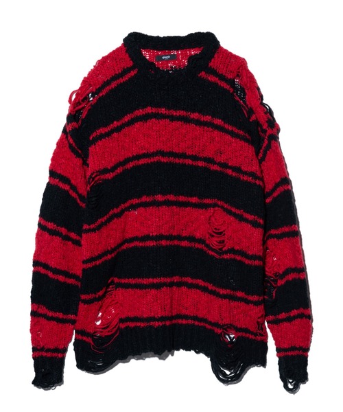 glamb(グラム)の「Damage Pullover Knit / ダメージプルオーバーニット(ニット/セーター・メンズ・ブラック/カーキ/レッド・S/M/L)」の6枚目の写真