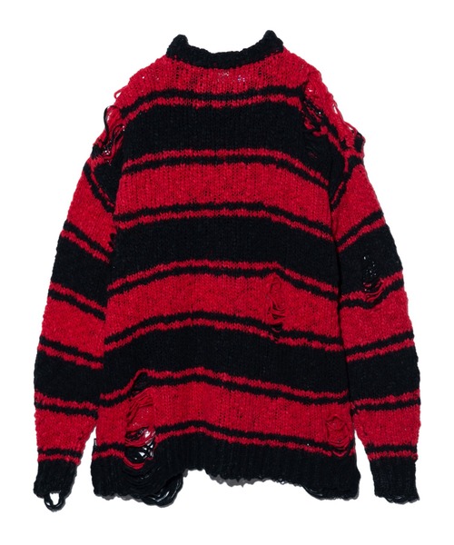 glamb(グラム)の「Damage Pullover Knit / ダメージプルオーバーニット(ニット/セーター・メンズ・ブラック/カーキ/レッド・S/M/L)」の7枚目の写真