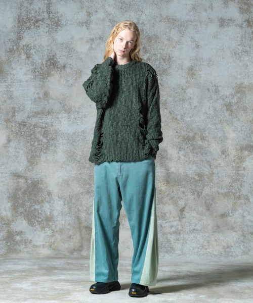 glamb(グラム)の「Damage Pullover Knit / ダメージプルオーバーニット(ニット/セーター・メンズ・ブラック/カーキ/レッド・S/M/L)」の10枚目の写真