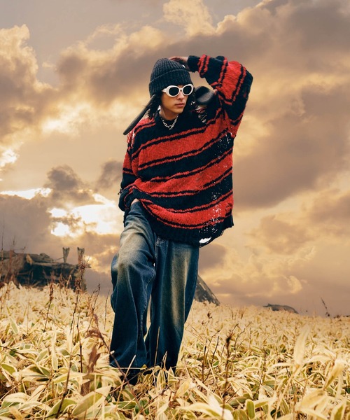 glamb(グラム)の「Damage Pullover Knit / ダメージプルオーバーニット(ニット/セーター・メンズ・ブラック/カーキ/レッド・S/M/L)」の18枚目の写真