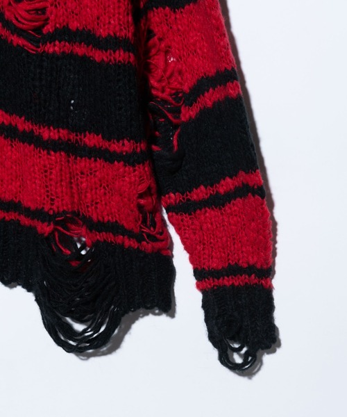 glamb(グラム)の「Damage Pullover Knit / ダメージプルオーバーニット(ニット/セーター・メンズ・ブラック/カーキ/レッド・S/M/L)」の20枚目の写真