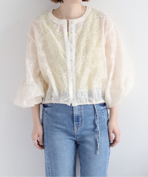 cepo（セポ）の「〈セットアップ対応〉フラワーシアーホックシャツブラウス（シャツ/ブラウス・レディース・オフホワイト/ブラック・M）」の18枚目の写真