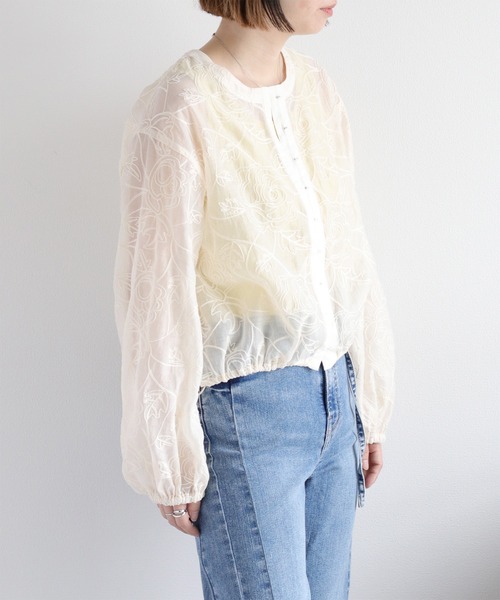 cepo（セポ）の「〈セットアップ対応〉フラワーシアーホックシャツブラウス（シャツ/ブラウス・レディース・オフホワイト/ブラック・M）」の21枚目の写真