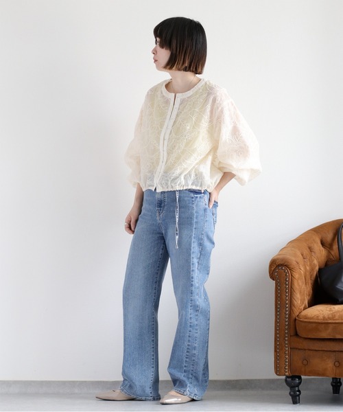 cepo（セポ）の「〈セットアップ対応〉フラワーシアーホックシャツブラウス（シャツ/ブラウス・レディース・オフホワイト/ブラック・M）」の14枚目の写真