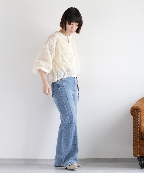 cepo（セポ）の「〈セットアップ対応〉フラワーシアーホックシャツブラウス（シャツ/ブラウス・レディース・オフホワイト/ブラック・M）」の16枚目の写真