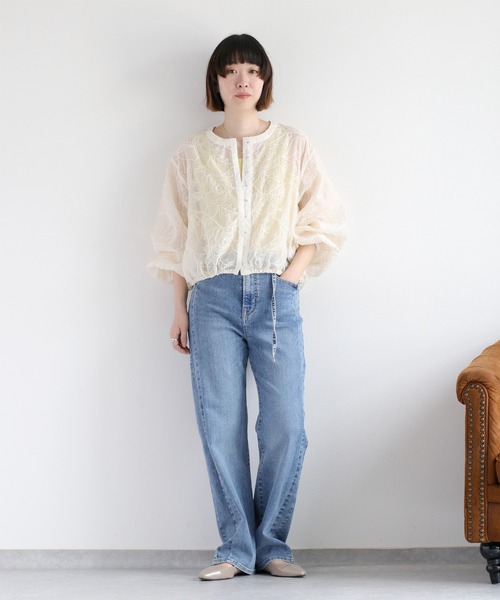 cepo（セポ）の「〈セットアップ対応〉フラワーシアーホックシャツブラウス（シャツ/ブラウス・レディース・オフホワイト/ブラック・M）」の13枚目の写真